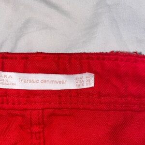 🛍Sale Zara red denim distressed mini skirt